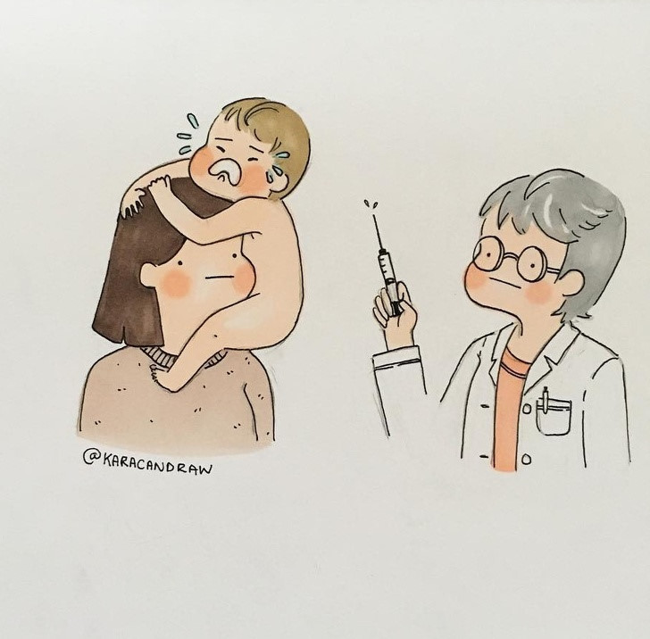 Mẹ luôn là chỗ dựa cho con từ lúc còn bé xíu. Ngoài mẹ ra, mọi người đều là "ông ba bị", nhất là bác sĩ.