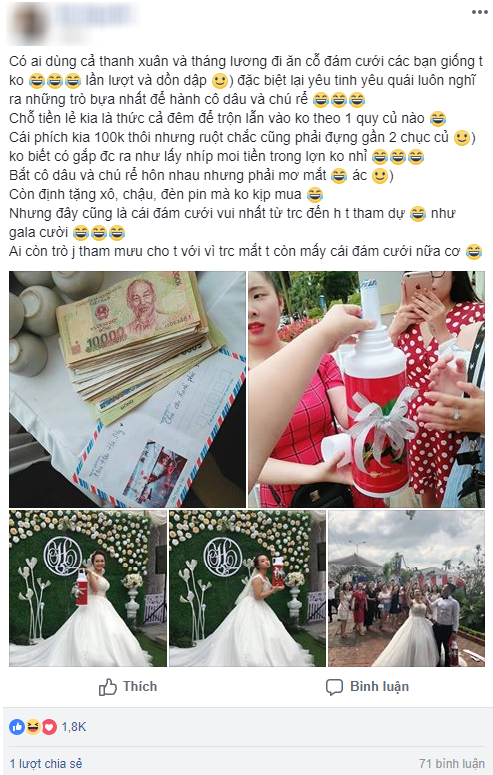 Cô dâu chú rể “chào thua” trò đùa của hội bạn thân.