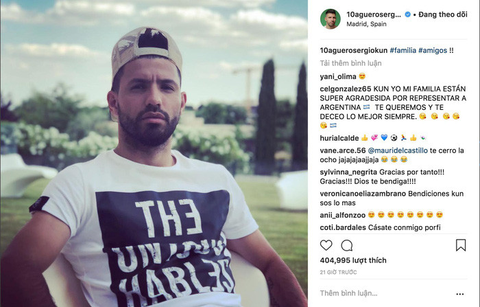 Cũng tới Tây Ban Nha, đồng đội của Messi là Kun Aguero chia sẻ hình siêu ngầu tại một khu nghỉ dưỡng ở Madrid cùng gia đình