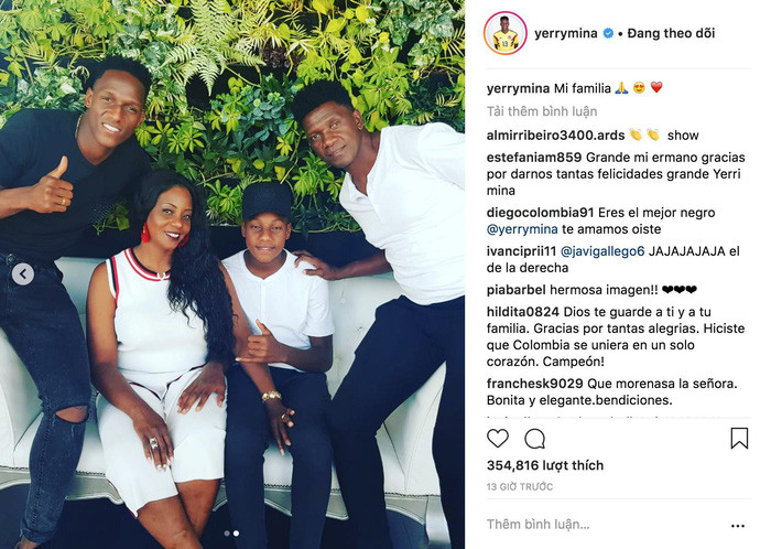 Yerry Mina - cầu thủ Barca ghi nhiều bàn thắng nhất tại World Cup tính đến thời điểm này, khoe hình tưng bừng bên gia đình