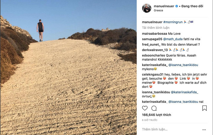 Xong sớm nghỉ sớm, sau trận đấu tại World Cup được coi là thất bại các danh thủ tuyển Đức là những người lên kế hoạch sớm nhất cho kỳ nghỉ này. Đội trưởng Neuer có chuyến đi tới Hy Lạp để cân bằng