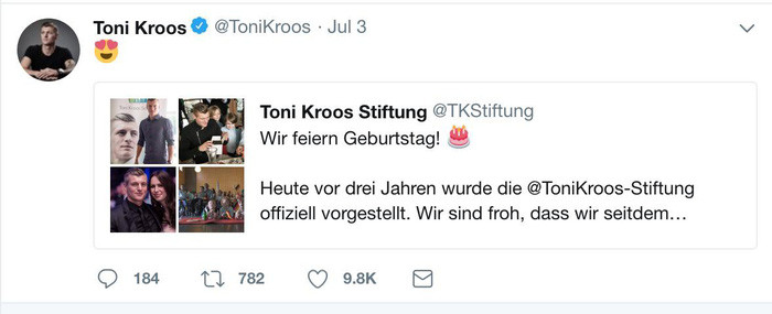 Điều gì giúp người đẹp trai nhất trong đội bóng đẹp trai Toni Kroos vui lại? Đó là kỷ niệm sinh nhật của quỹ Từ thiện mang tên anh