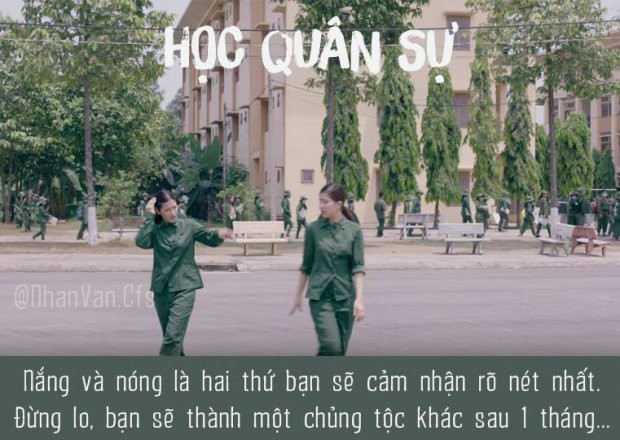Vì học quân sự vào mùa hè nên việc bị biến thành "mực nhiều nắng" là không thể khỏi, dù cho có cố gắng giữ gìn như thế nào đi nữa.