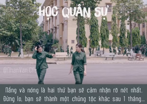 Vì học quân sự vào mùa hè nên việc bị biến thành "mực nhiều nắng" là không thể khỏi, dù cho có cố gắng giữ gìn như thế nào đi nữa.
