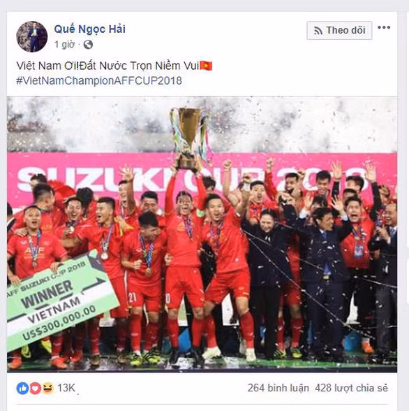 Những chia sẻ đơn giản của Quế Ngọc Hải, khoảnh khắc giương cao chức vô địch AFF Cup 2018 cùng với những người đồng đội của mình.
