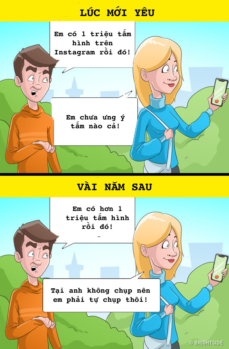 Mới yêu, con gái sẽ vì giữ ý mà không dám phàn nàn hay yêu cầu bạn trai làm gì đó cho mình. Nhưng khi yêu lâu rồi, họ sẽ thẳng thắn và cởi mở hơn.