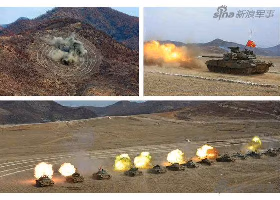 Theo hãng thông tấn TW Triều Tiên (KCNA), cuộc đua xe tăng có sự tham gia của nhiều đơn vị thiết giáp tinh nhuệ thuộc Quân đội Triều Tiên (KPA). Và sư đoàn tăng thiết giáp 105 Ryu Kyong Su Seoul – đơn vị từng tham gia tấn công Seoul trong chiến tranh 1950-1953 đã giành chiến thắng. Nguồn ảnh: Sina