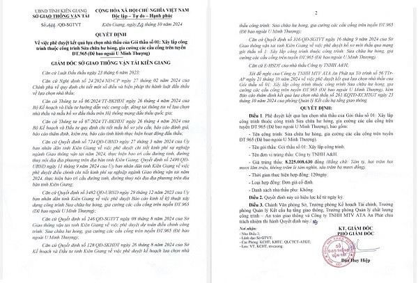 Cong ty A&H trung lien tiep 2 goi thau cua So GTVT Kien Giang-Hinh-2