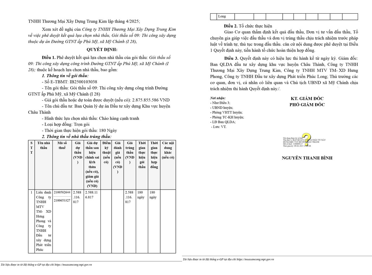 Trà Vinh: Gói thầu làm đường GTNT tại Mỹ Chánh về tay ai? Tra Vinh: Goi thau lam duong GTNT tai My Chanh ve tay ai?