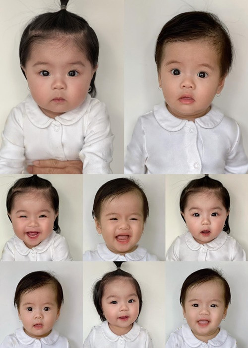 Hai nhóc tì sinh đôi của Vân Trang có nhiều khoảnh khắc đáng yêu. Trong ảnh, bé Lê Quí và Lê Quỳnh biểu cảm dễ thương khi chụp ảnh thẻ.