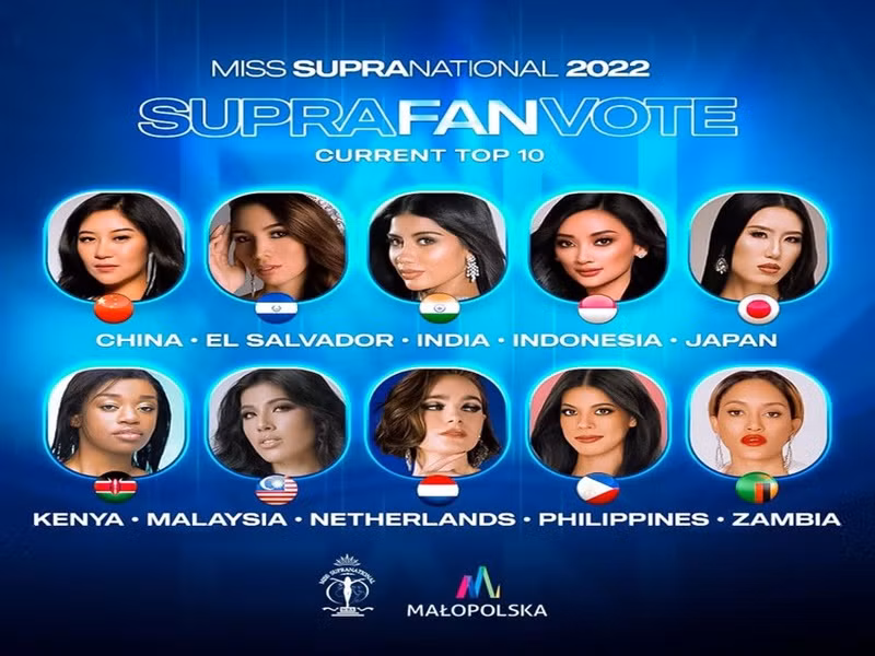 Top 10 giải Supar Fan Vote hiện tại. Ảnh: Global Beauties