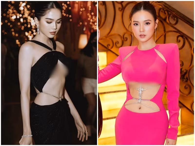 Rất hiếm lần Midu diện trang phục cắt xẻ khoe chân ngực giống Ngọc Trinh.