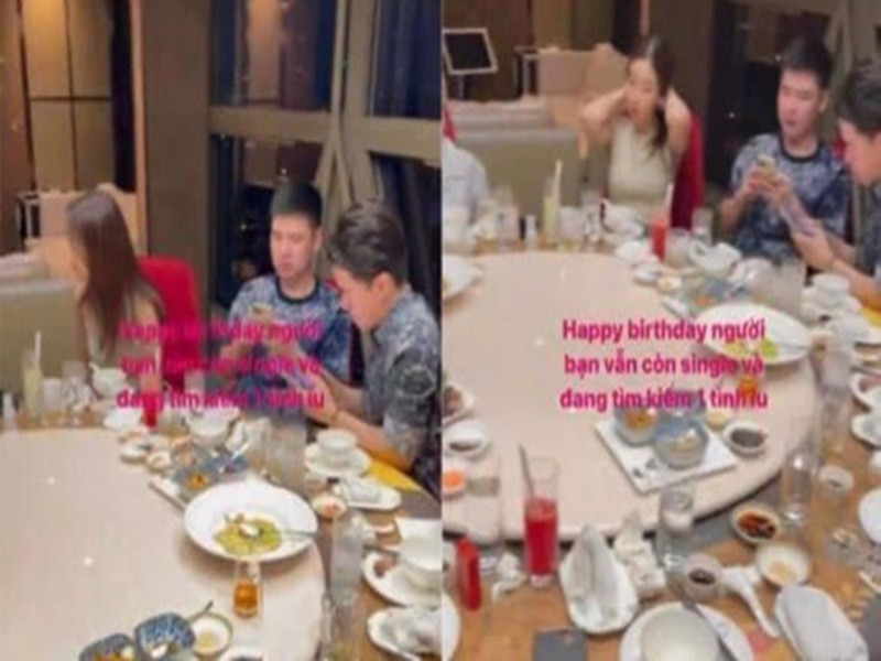 Sau đó, vào hồi tháng 3/2022, một clip ghi lại tiệc sinh nhật trợ lý của Vinh Quang gây chú ý bởi một cô gái ngồi cạnh Vinh Quang có ngoại hình khá giống Hoa hậu Mỹ Linh. Trong clip, khi thấy camera vừa lia đến, cô gái đập tay vào Vinh Quang và vỗ tay để chúc mừng nhân vật chính. Ngoài ra, nhân vật nữ còn ghé tai vào Vinh Quang như để né camera. Ảnh: Công lý và xã hội