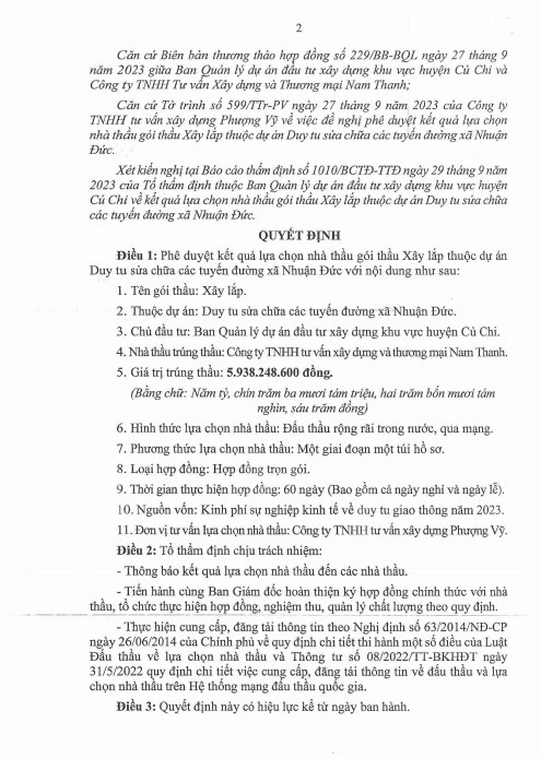 TP HCM: Công ty Nam Thanh 68 dự 10 gói thầu tại Củ Chi - Hình 2 TP HCM: Cong ty Nam Thanh 68 du 10 goi thau tai Cu Chi-Hinh-2