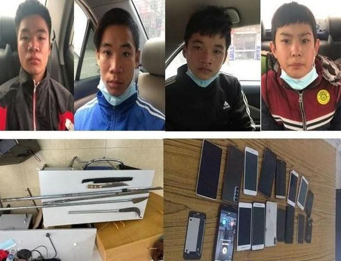 Tang vật cướp được, các đối tượng mang đi thế chấp, lấy tiền ăn tiêu và chia nhau. Hết tiền, cả bọn lại hẹn gặp, tụ tập đi gây án. Quá trình khám xét, cảnh sát thu giữ 4 chiếc xe máy Honda Wave, 18 điện thoại di động và nhiều hung khí.