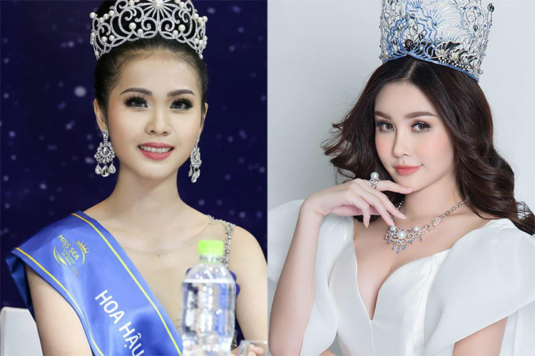 Kim Ngọc sinh năm 1999 còn Lê Âu Ngân Anh (phải) năm nay 23 tuổi. Cả hai 2 người đẹp đến từ Tiền Giang. Năm 2017, Kim Ngọc và Ngân Anh cùng tham gia cuộc thi Hoa hậu Đại dương.