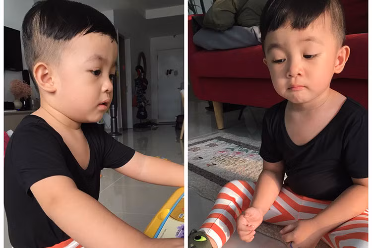 Ái Châu chia sẻ: “Thích nhất là đi đâu về được mặc cho em bộ đồ mới, được nhìn em vui sướng tung tăng. Có con rồi lòng chùng hẳn lại. Mọi hơn thua phiền muộn bỏ hết ngoài kia, chỉ muốn về ôm em bình yên, nhìn em bình yên. thêm sức mạnh cùng mẹ em nhé”.