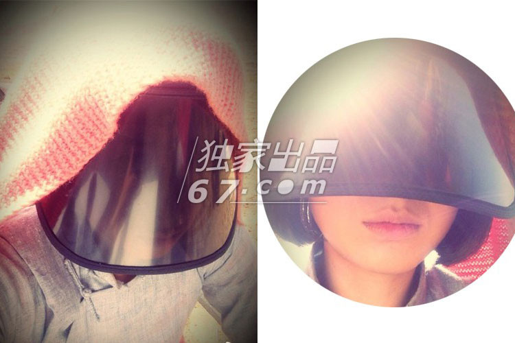 Tưởng Hân không chỉ đội mũ chống nắng mà còn dùng khăn tắm để che nắng.