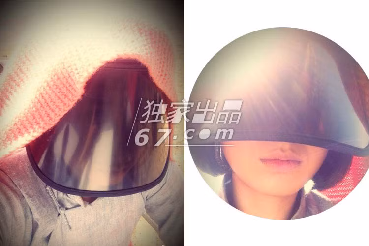 Tưởng Hân không chỉ đội mũ chống nắng mà còn dùng khăn tắm để che nắng.