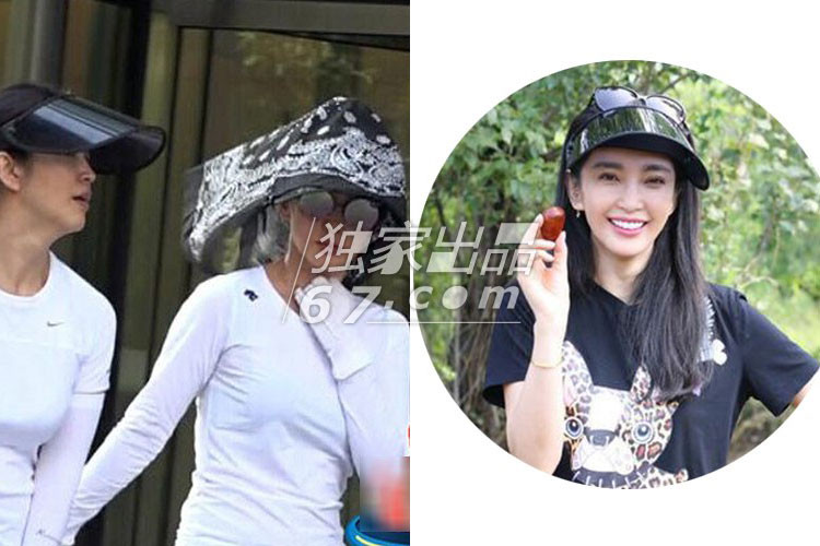Mũ và khăn cũng là phụ kiện chống nắng không thể thiếu của Lý Băng Băng.