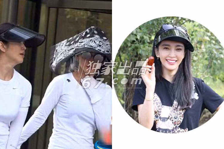 Mũ và khăn cũng là phụ kiện chống nắng không thể thiếu của Lý Băng Băng.