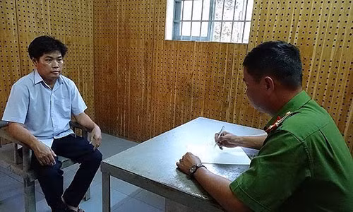 Công an lấy lời khai của Trần Huy Thông.