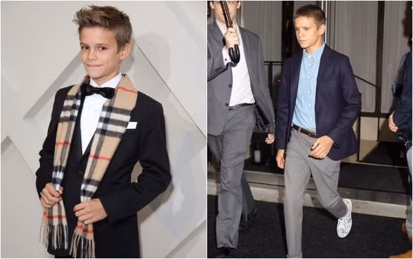 Romeo Beckham - đứa trẻ đam mê thời trang từ bé có vẻ không thay đổi nhiều, vẫn gương mặt góc cạnh, dáng người dong dỏng cao và gout ăn mặc lịch lãm không lẫn vào đâu được.