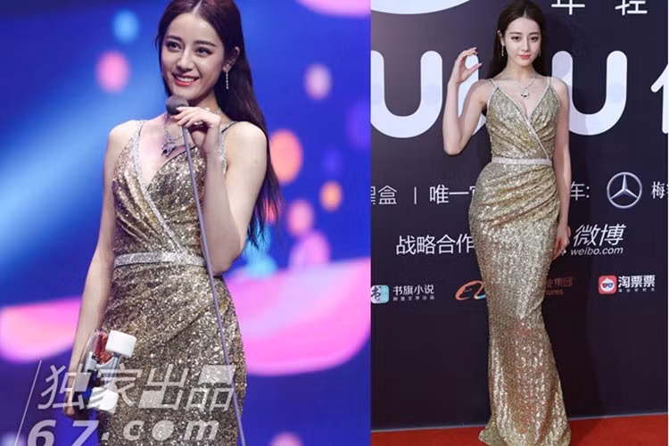 Mỹ nhân Tân Cương khéo khoe vòng 2 thon thả trong bộ đầm bó sát tại một sự kiện.