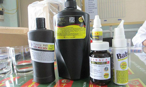 Các sản phẩm của Vinaca có mặt trên thị trường bởi có sự cho phép công bố của Sở Y tế Hải Phòng. Ảnh: Tùng Chi.