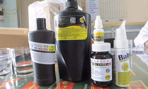 Các sản phẩm của Vinaca có mặt trên thị trường bởi có sự cho phép công bố của Sở Y tế Hải Phòng. Ảnh: Tùng Chi.