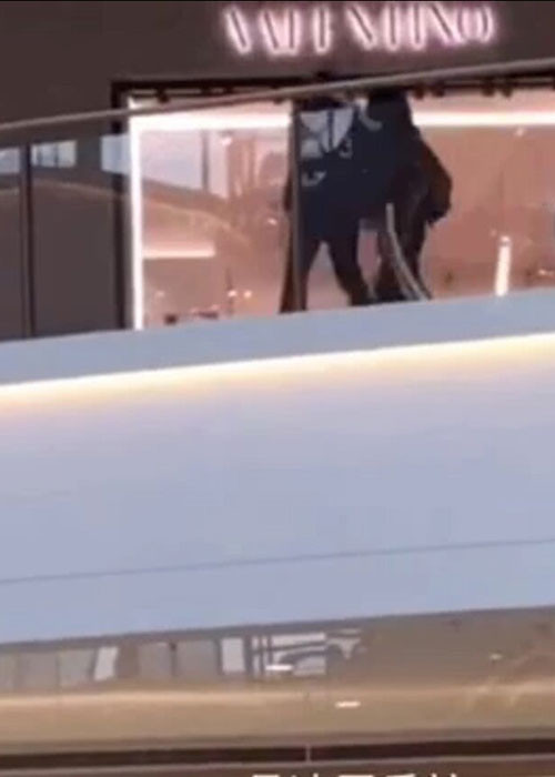 Cặp đôi quyền lực của làng giải trí xứ Trung dính như sam tại trung tâm thương mại. Ảnh: Ifeng