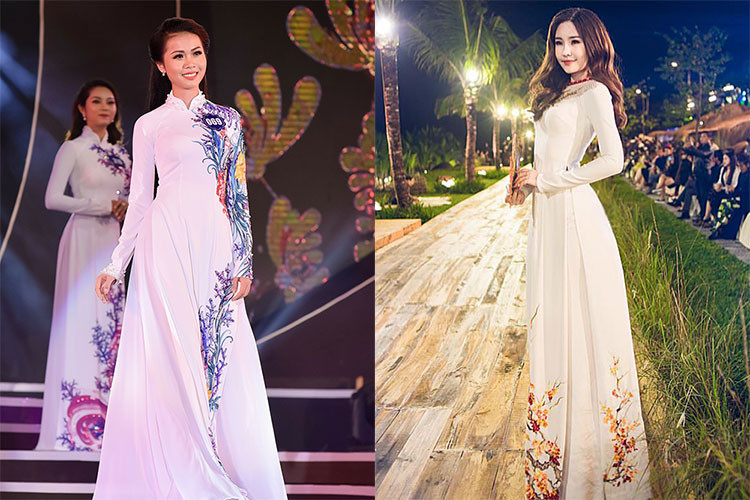Hoa hậu Kim Ngọc và Ngân Anh đẹp dịu dàng khi cùng diện áo dài.