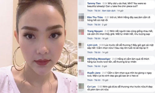 Khán giả bình luận rất nhiều về gương mặt nhọn hiện tại của Minh Hằng.