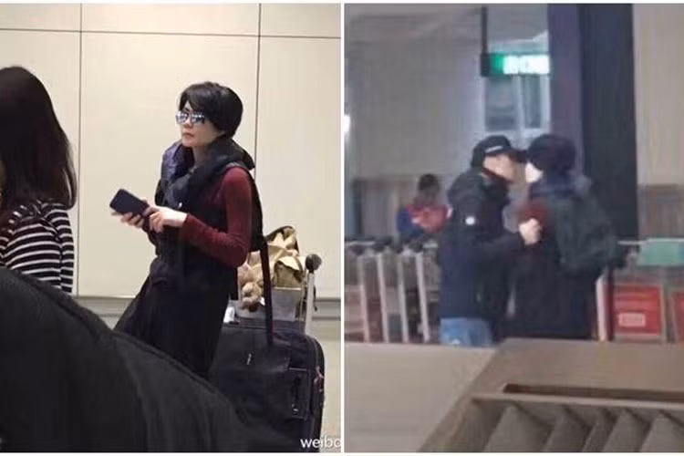 Vương Phi và Tạ Đình Phong từng bị bắt gặp hôn nhau đắm đuối ở sân bay. Ảnh: Weibo