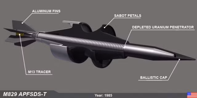 So với vật liệu lõi, chiều dài của lõi đạn quyết định khả năng xuyên giáp lớn hơn; đối với loại đạn do Nga sản xuất, chiều dài của lõi đạn ngắn hơn so với đạn của phương Tây. Nếu chiều dài của lõi bị kéo dài một cách cưỡng bức, hầu hết các máy nạp tự động của xe tăng Nga cần phải chế tạo lại để có thể nạp được đầu đạn xuyên giáp dài hơn.