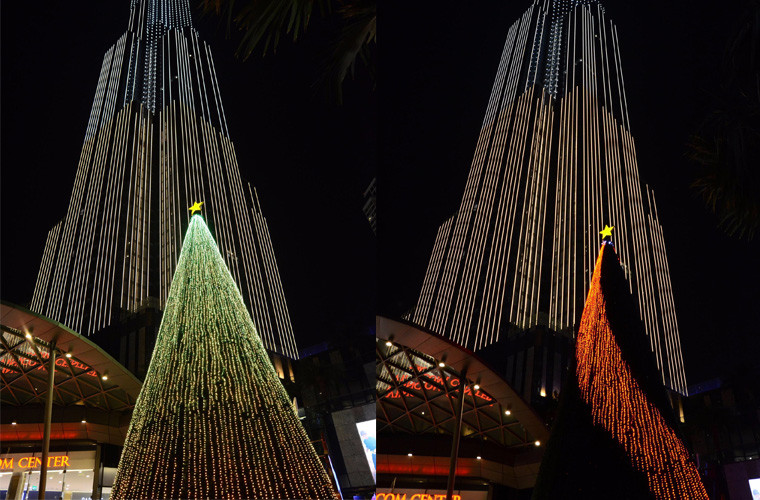 Những ngày này, không khí lễ Giáng sinh 2018 đang rộn ràng khắp phố phường. Tại TP HCM, ấn tượng nhất là tòa nhà Vincom Center Landmark 81, tòa nhà cao nhất Việt Nam nằm bên sông Sài Gòn luôn rực rỡ đầy màu sắc khi đêm về.