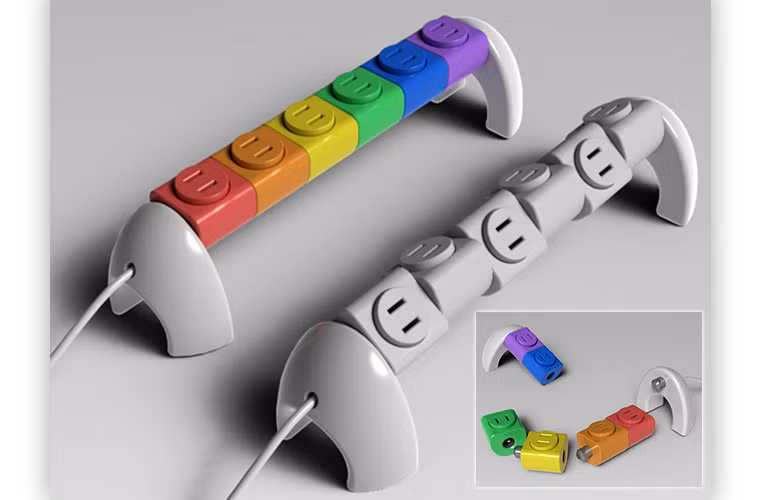 Ổ cắm điện có thể xoay và tháo rời.