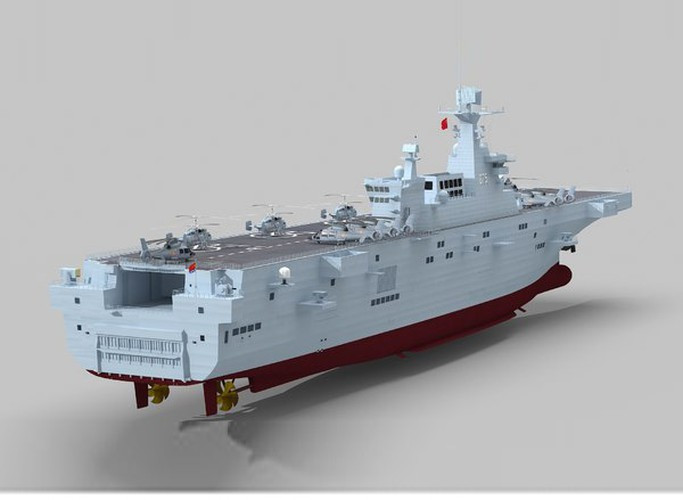 Type-075 có lượng giãn nước đầy tải tới 40.000 tấn, lớn hơn nhiều mẫu tàu sân bay và tàu đổ bộ tấn công của các cường quốc quân sự.