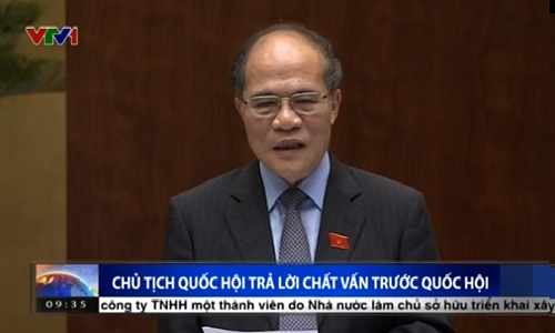 Bi chat van, Chu tich QH Nguyen Sinh Hung tra loi the nao?