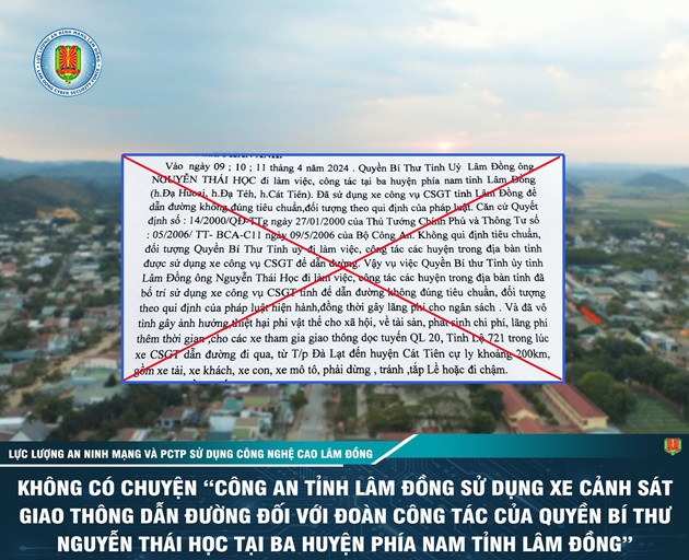 Công an Lâm Đồng phủ nhận xe CSGT dẫn đường cho lãnh đạo tỉnh Cong an Lam Dong phu nhan xe CSGT dan duong cho lanh dao tinh
