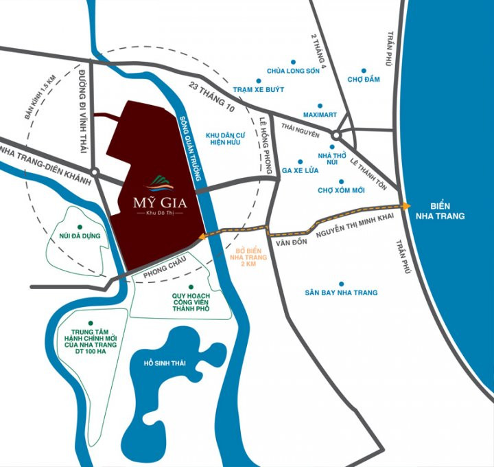 Vị trí của KĐT Mỹ Gia ở TP. Nha Trang