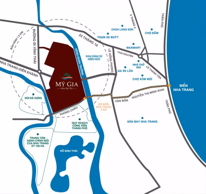 Vị trí của KĐT Mỹ Gia ở TP. Nha Trang