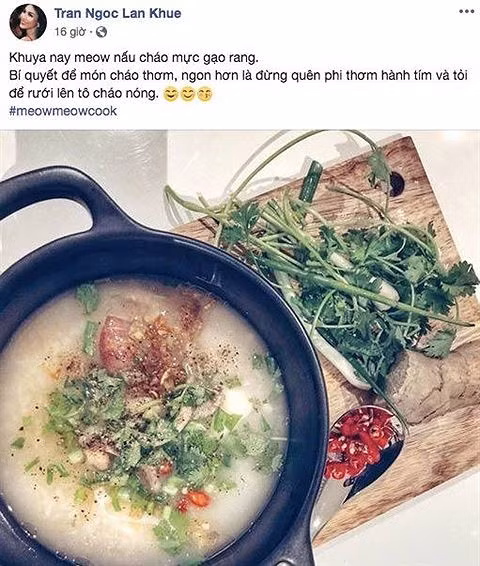 Sau khi về làm dâu nhà đại gia, Lan Khuê khá hạn chế hình ảnh của mình trong làng giải trí. Thay vào đó, cô thường xuyên chia sẻ hình ảnh vào bếp và những món ăn đẹp mắt do mình chế biến.