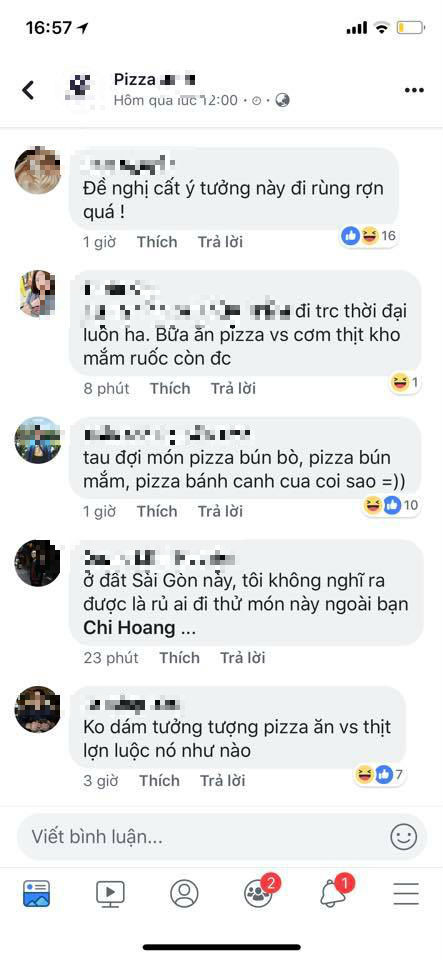 Facebook L.H.Đ nêu cảm nhận: "Không dám tưởng tượng pizza ăn với thịt luộc nó như nào"