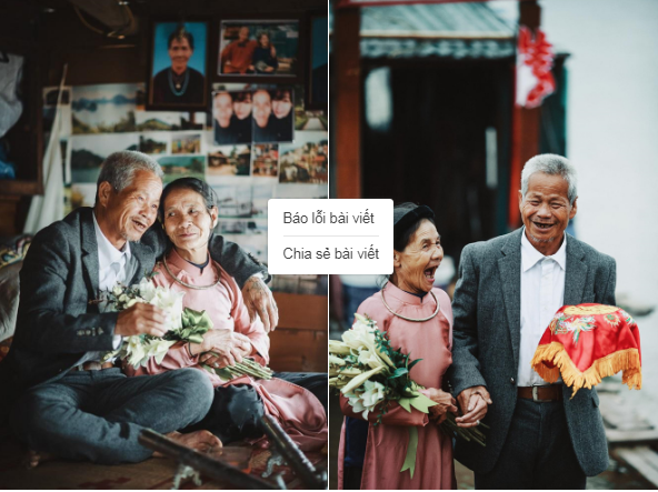 Bức hình "52 năm một cuộc tình" trên còn khiến nhiều người nhớ về những khoảnh khắc giản dị trong bộ ảnh "Tình già" từng gây bão mạng vào năm 2016. Nhân vật chính trong loạt hình là cụ ông Nguyễn Văn Thành và cụ bà Nguyễn Thị Thủy. Hai con người mồ côi tình cờ gặp gỡ ở bãi rác. Không cưới hỏi, ông bà cứ thế sống với nhau đến nay là 50 năm. Tình yêu chân thành, ấm áp của hai người trong căn chòi nhỏ heo hắt ở bãi giữa sông Hồng (Hà Nội) khiến ai nhìn cũng thấy cay cay mắt. Ảnh: Hải Lê Cao.