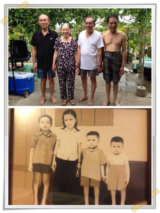 Nhiều dân mạng cũng xúc động trước cái nắm tay của 4 cụ già sau hơn 70 năm vẫn ở bên cạnh nhau và chụp chung một tấm ảnh như xưa. Bức ảnh được chia sẻ vào năm 2015. Ảnh:FB.