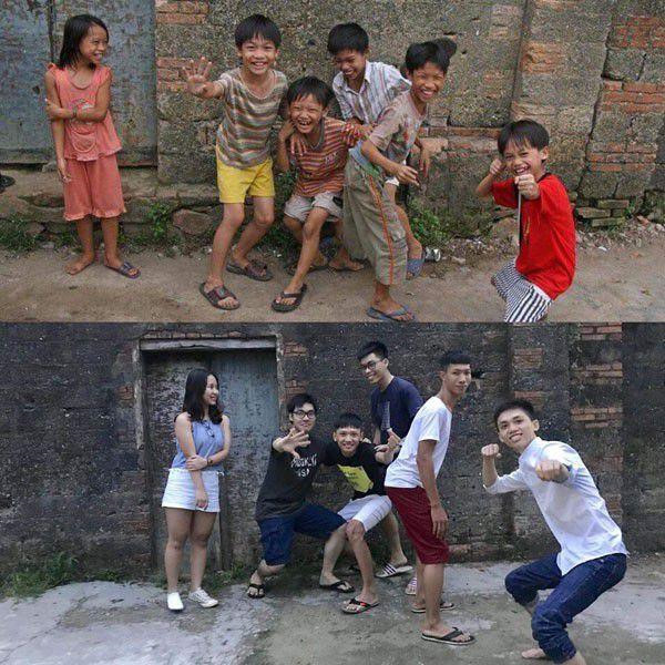 Cùng trong một khung hình, vẫn những gương mặt ấy nhưng ai cũng đã trưởng thành theo thời gian, chỉ còn tình cảm vẫn tồn tại. Ảnh: Lê Đức Anh Tài.