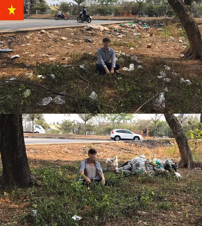 "Không nhất thiết phải dọn rác đâu xa, dọn rác chính trong ngôi nhà của mình, chính trong khu dân cư của mình cũng được rồi. Mình có thích câu châm ngôn này quên mất tiêu, đại ý là "Nếu mỗi người đều quét sân trước nhà của mình thì cả trái đất sẽ sạch sẽ hơn" và câu mà mình đăng lên bài post vừa rồi "Not all of us can do great things. But we can do small things with great love. Hy vọng thời gian sắp tới sẽ có thêm nhiều Hastag #Trashtag hay #Challengeforchange đến từ các bạn nữa. Nói thì nói nhiều rồi, nghe cũng nhiều rồi. Giờ làm mới quan trọng nè!", Đoàn Hoàng cho biết thêm. Ảnh: Lê Tiến Anh.