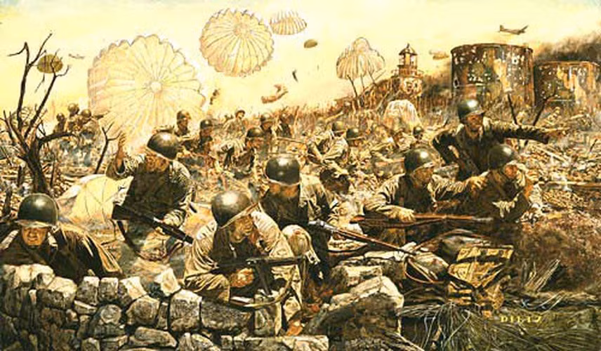 Ngày 16/2/1945, tiểu đoàn dù 503 đã thực hiện một chuyến nhảy dù mà sau này được mệnh danh là “The Rock” lên hòn đảo pháo đài Corregidor. Các lính dù của tiểu đoàn này rơi ngay trước vị trí của quân Nhật và đã kết hợp với trung đoàn bộ binh 34 chiến đấu lấy lại Corregidor – nơi mà 3 năm trước là vị trí kháng Mỹ cuối cùng ở Phillippines.