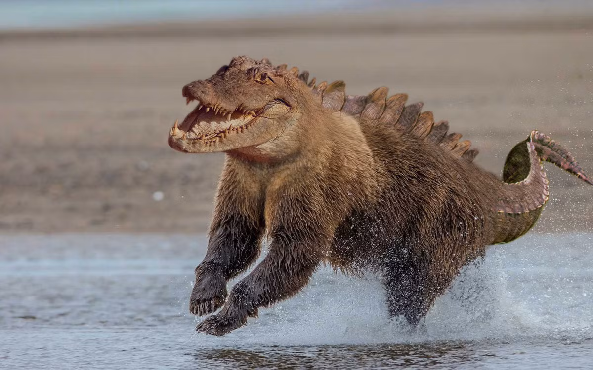 Cá sấu lai gấu đen khiến nhiều người tưởng nhớ đến loài khủng long bạo chúa đã tuyệt chủng.